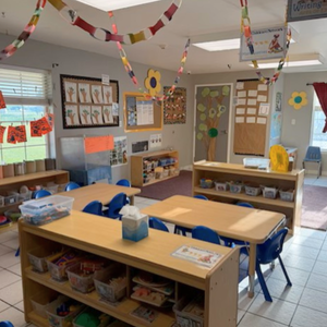 Bright and colorful preschool classroom at Childcare Network with age-appropriate learning materials 