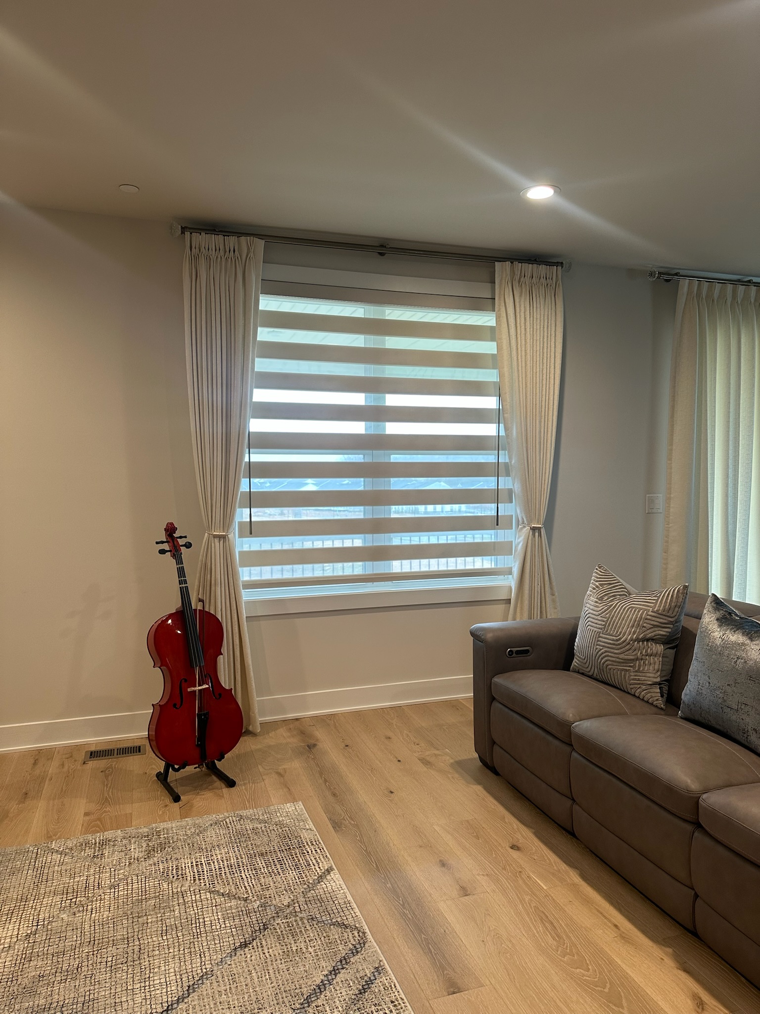 Dual sheer shades offer the best of both worlds for light filtration and privacy.