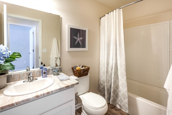 Bathroom in the luxury apartments of Cascade Pointe of Saline