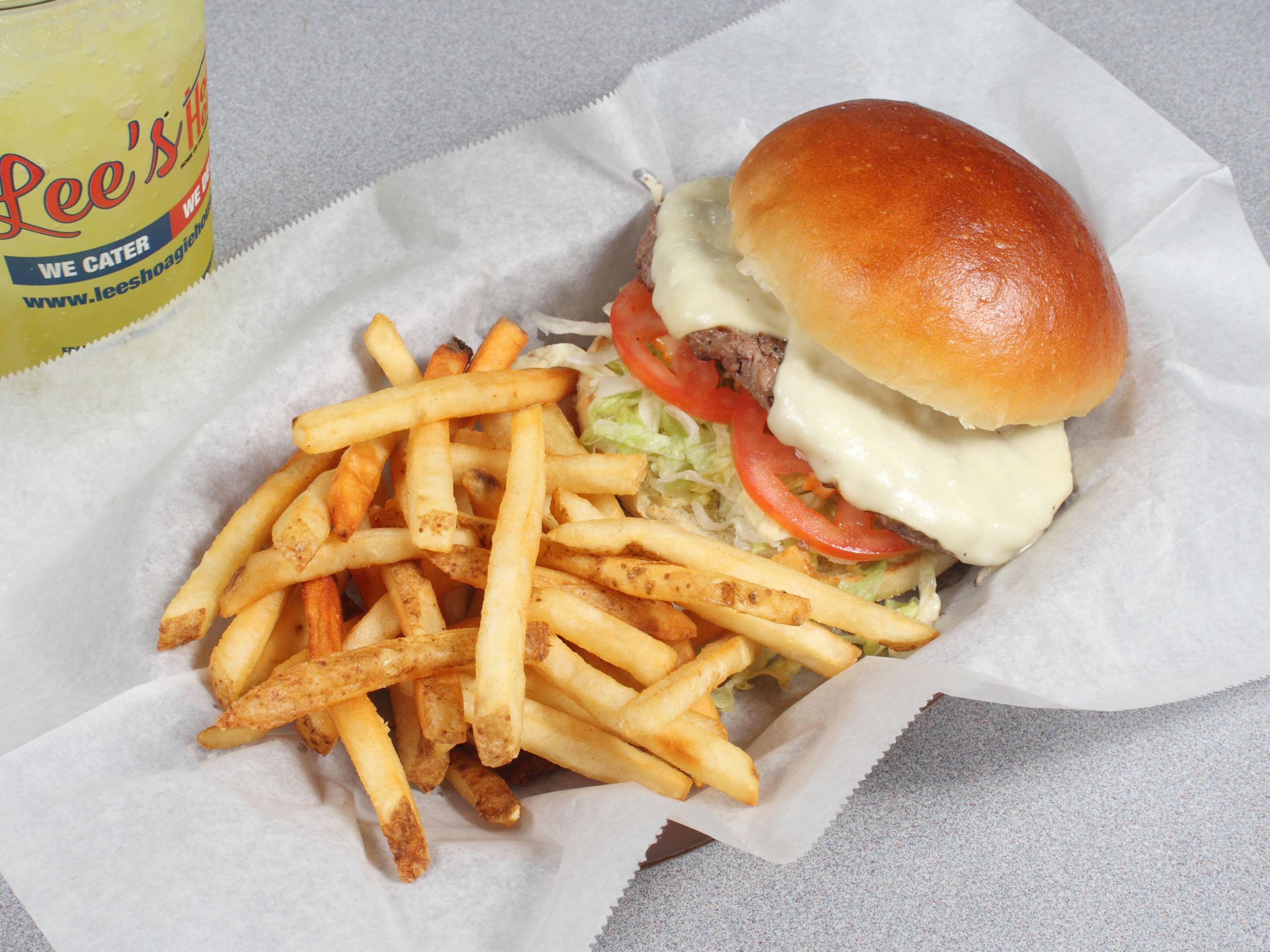 6 oz Burger and fries and a drink combo. Build your own burger