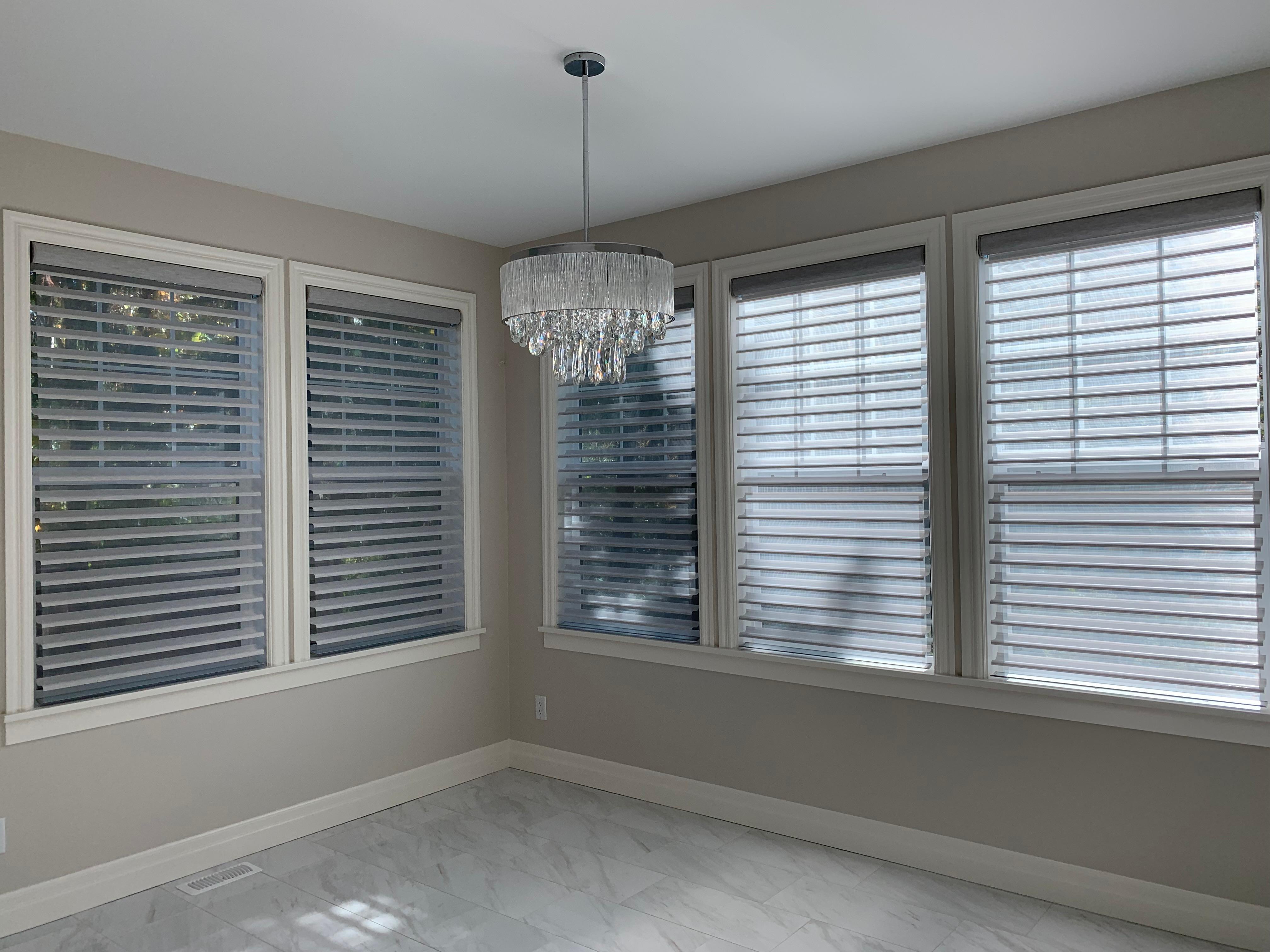 Sheer Shades offer versatility. Louvre the light how you like. Budget Blinds of Chilliwack, Hope and Harrison Chilliwack (604)824-0375