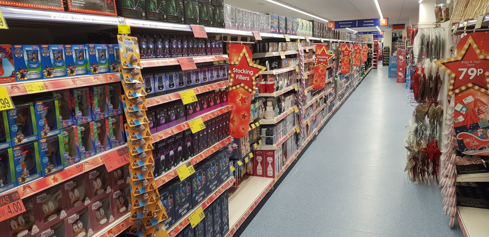 B&M's new store in Weston-super-Mare stocks a sparkling range of Christmas decorations, lights and trees.
