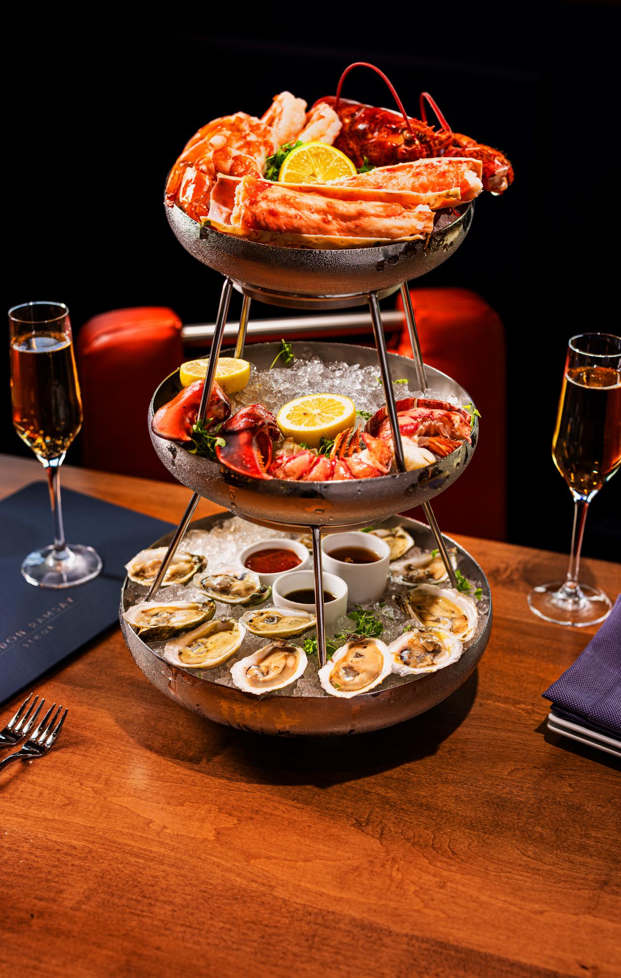 Gordon Ramsay's Shellfish Platter - 1/2 lb. King Crab, Oysters, Shrimp Cocktail, Lobster, Citrus Soy, Champagne Mignonette, Cocktail Sauce