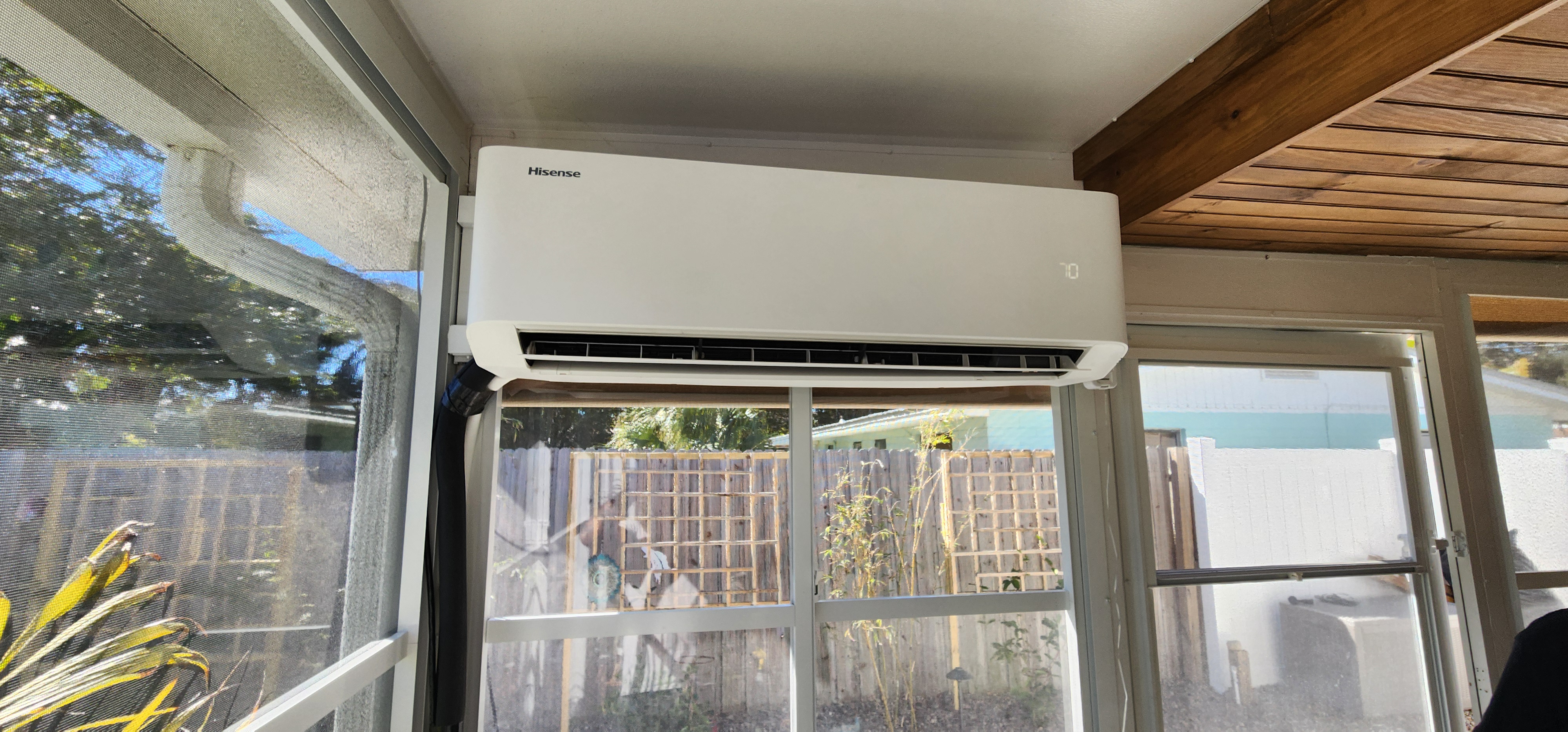 did a custom build out to hang this mini split partially over the window. customer was very happy and we are too