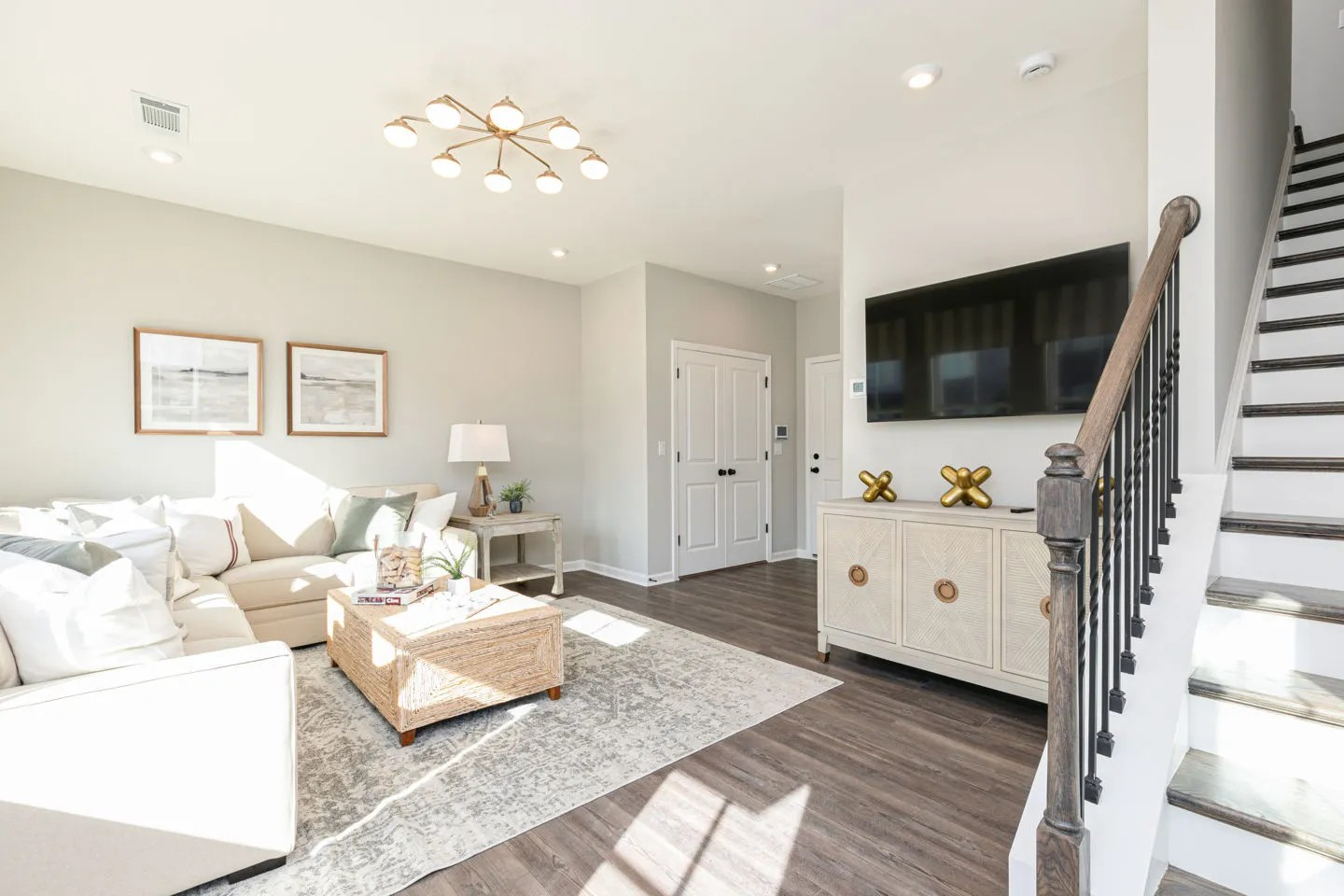 Lower-level recreation rooms at Croftside Townhomes by Stanley Martin Homes