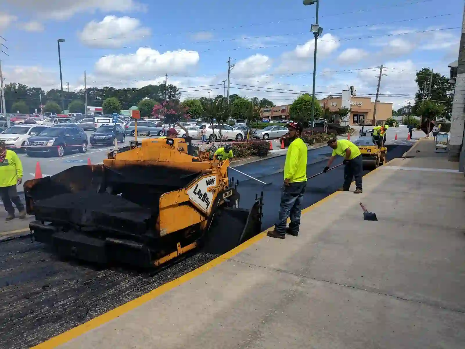 Parking lot paving in progress