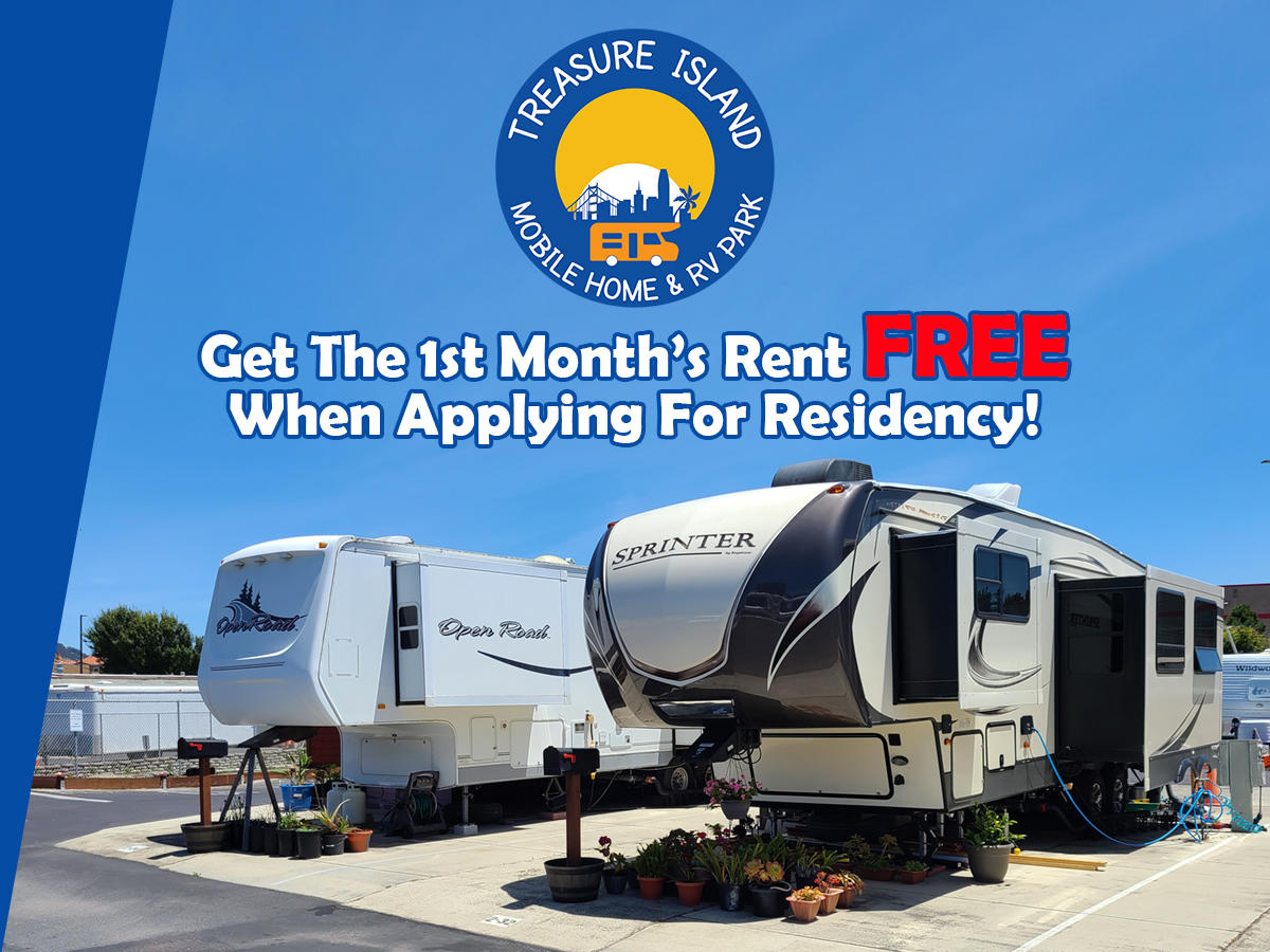 We currently run a special offer for RV owners: Get the 1st month's rent free when you apply to become yearly residents at the park. RV parking spaces are subject to availability, sizes and dimensions are critical to identifying the required RV space size. This offer is for RVs 34ft and under.