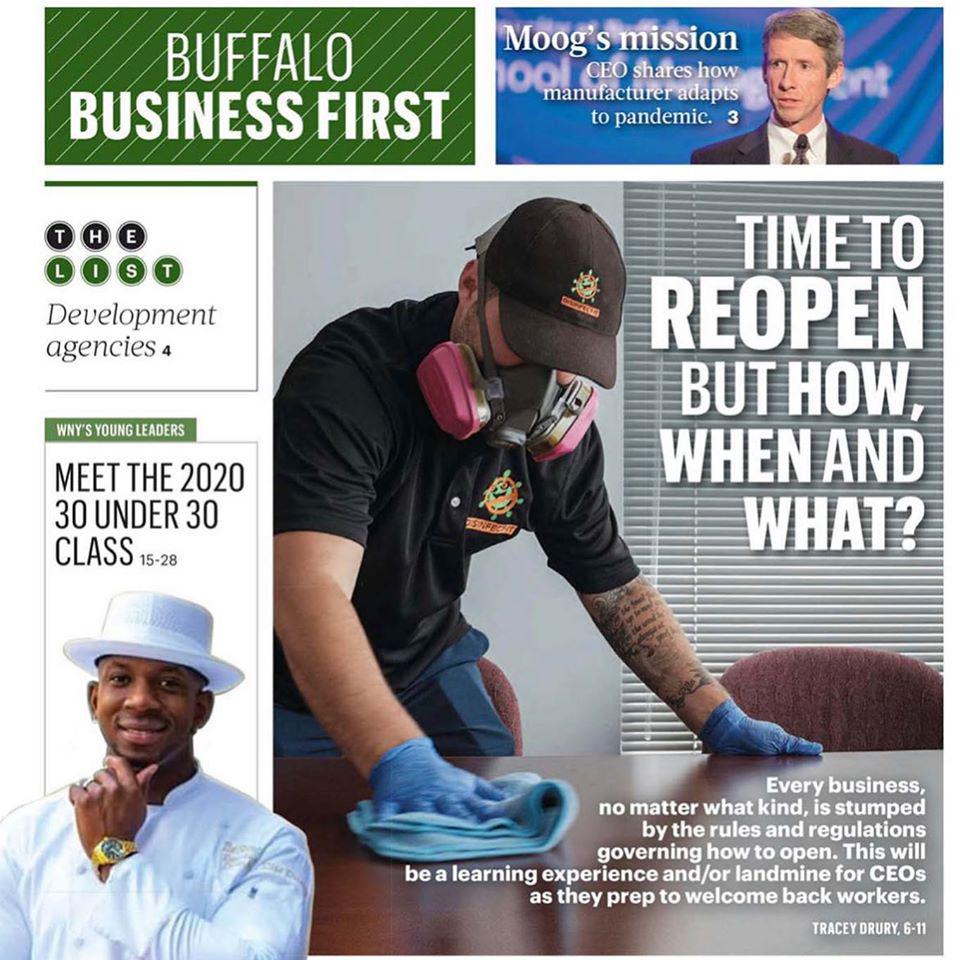 Disinfect-It featured on the front cover of Buffalo Business First