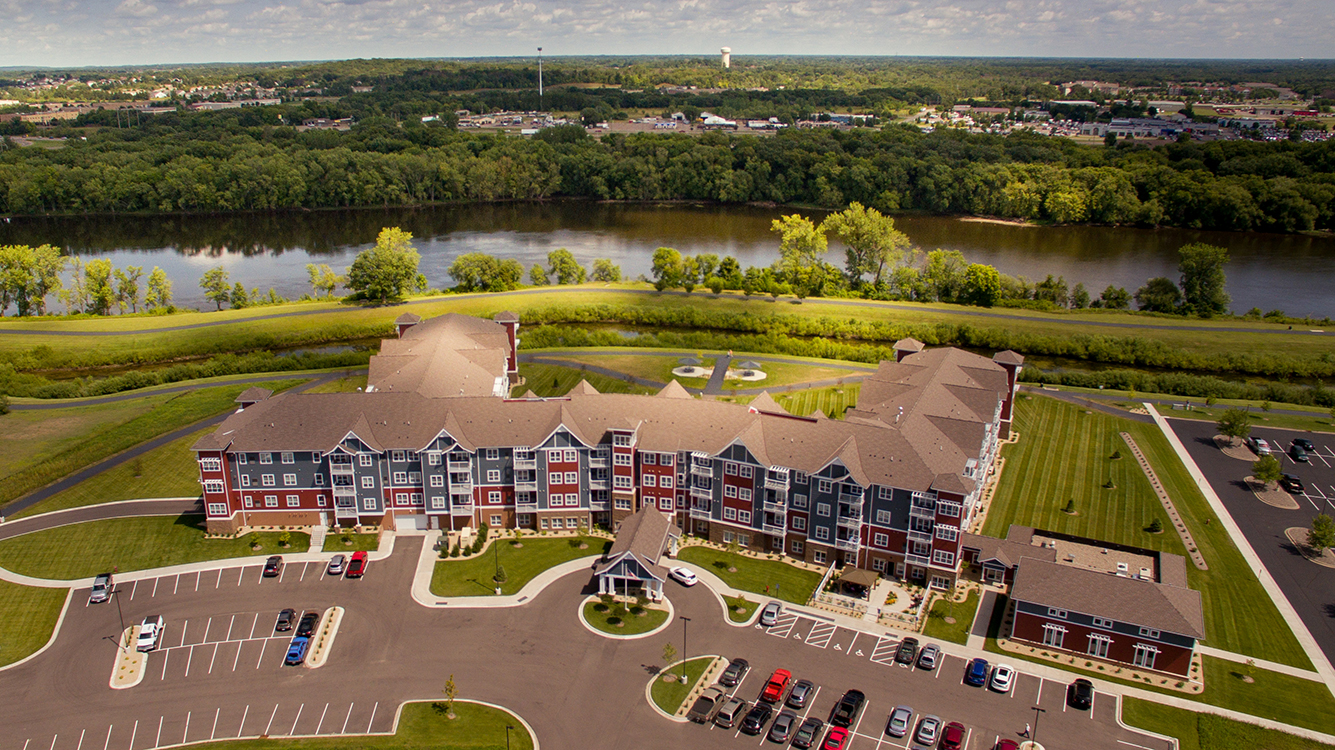 Riverview Landing in Otsego Minnesota senior living facility with a pickle ball court and a heated therapy pool!