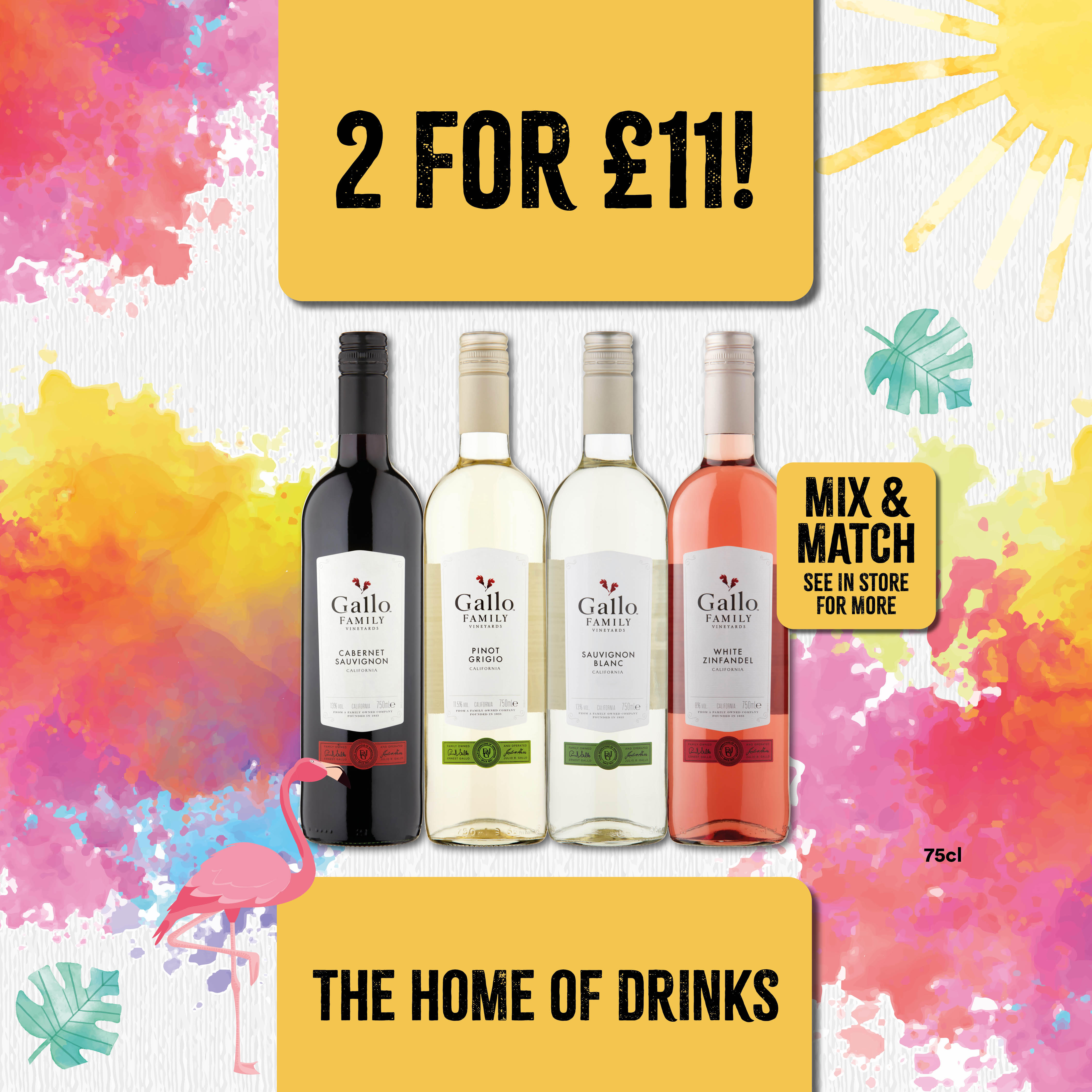 2 for £11 Gallo Family Vineyard Wines Bargain Booze  in Cost Cutter Nuneaton 02477 984257