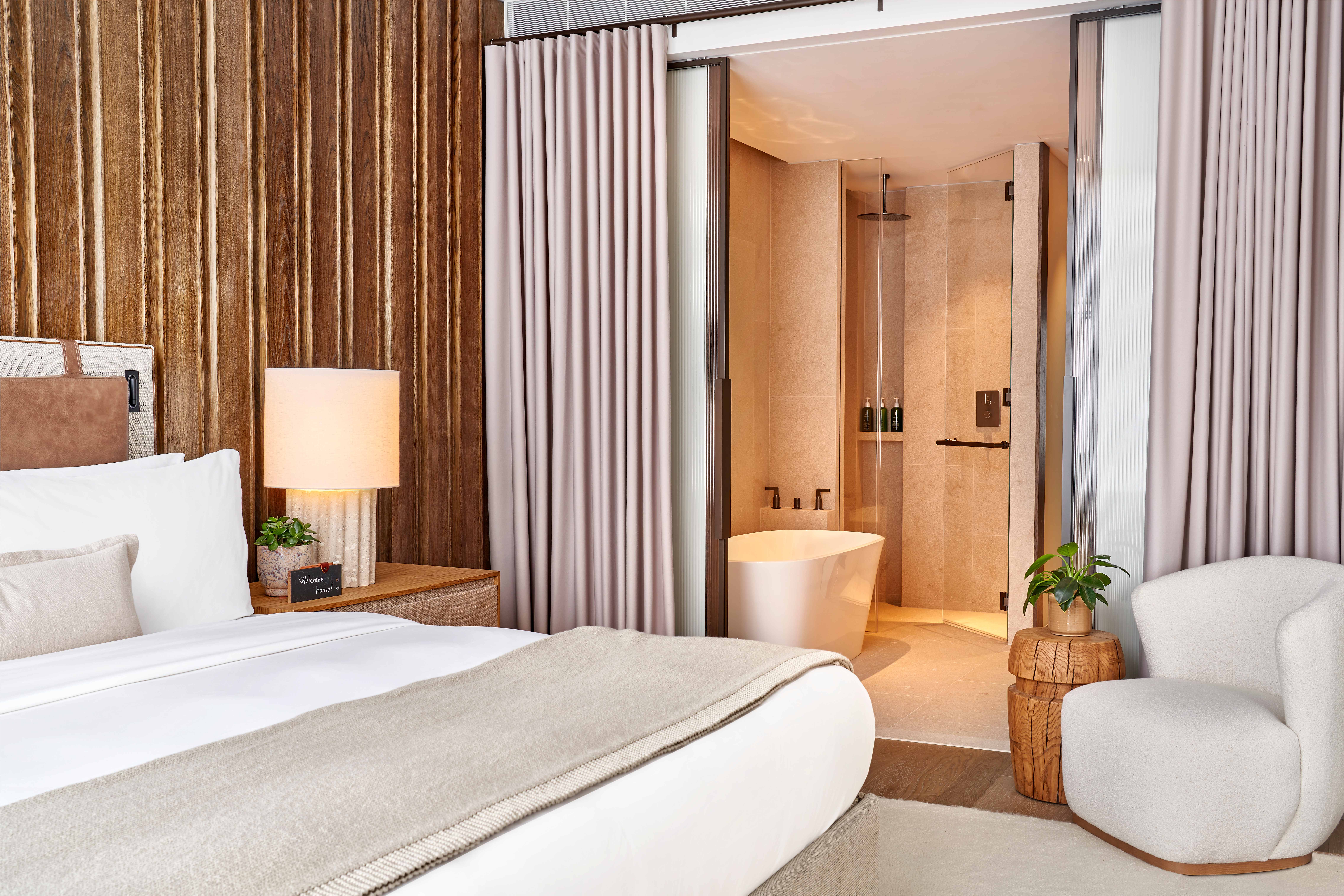 King Bed with Separate Rain Shower and Tub