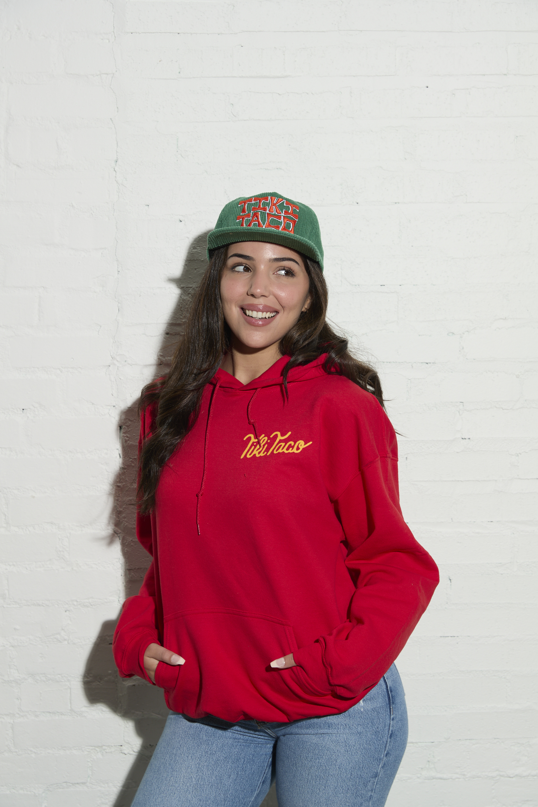 Red Hoodie with Yellow Tiki Taco Logo