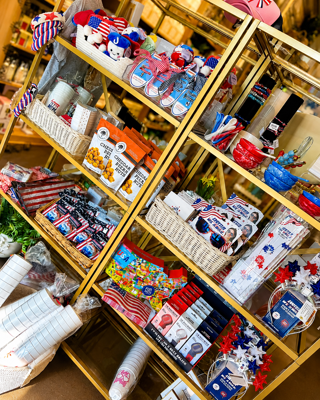 Celebrate Independence Day with festive gifts, patriotic décor, party essentials, and seasonal treats at The Commissary. Browse a colorful selection of red, white, and blue accessories, entertaining supplies, and unique gift items perfect for Fourth of July celebrations, family gatherings, and summer festivities.
