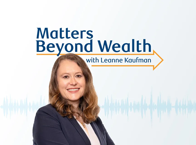 Leanne Kaufman and the Matters Beyond Wealth logo.