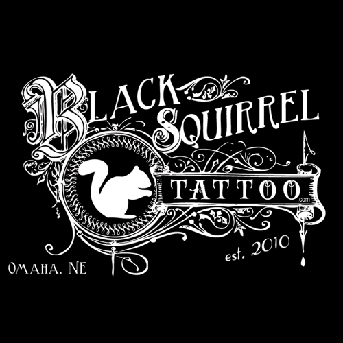 Black Squirrel Tattoo Logo