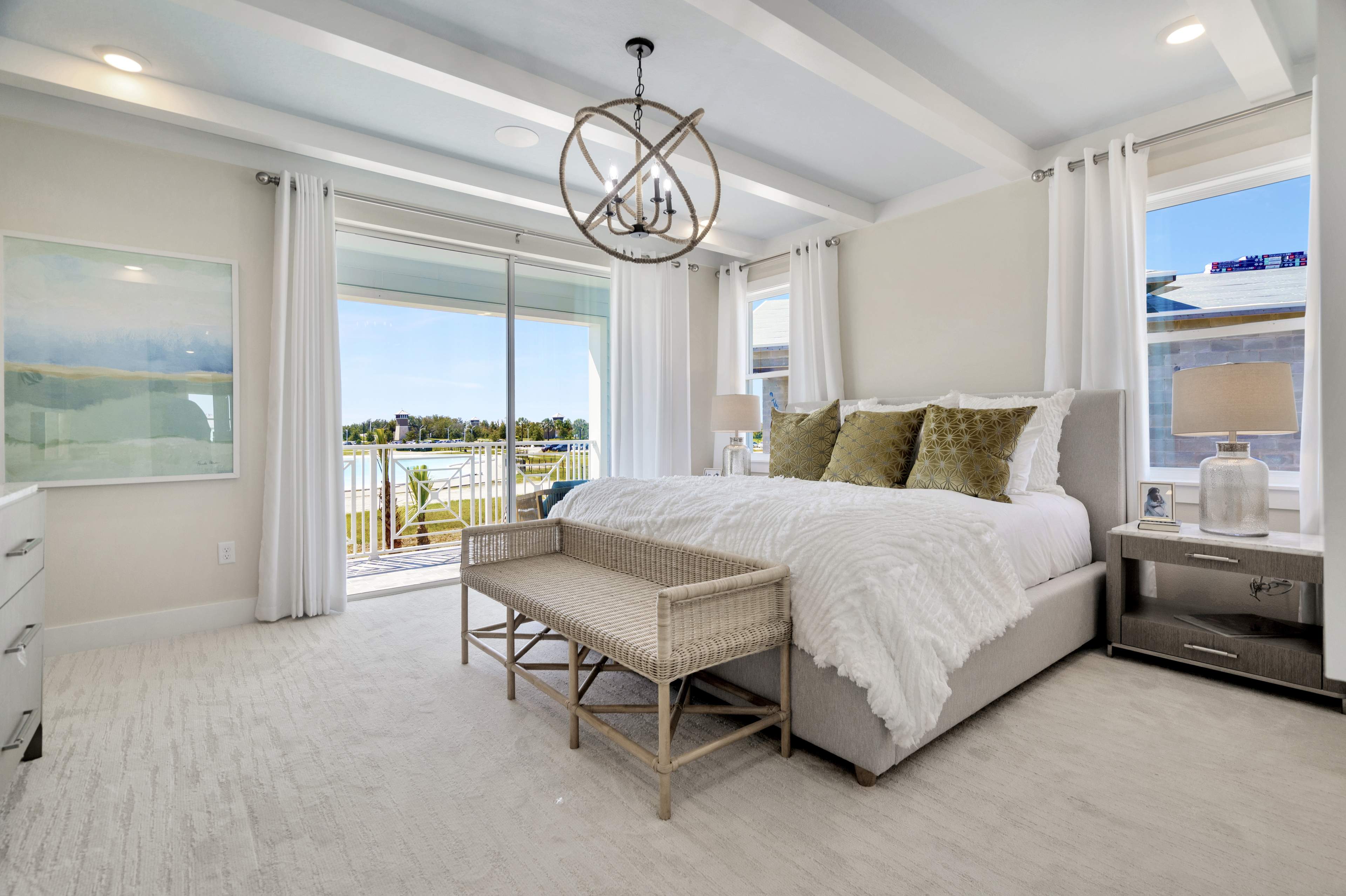 The Primary Bedroom of a DRB Homes Bermuda Home Plan at Lagoon Residences at Epperson in Wesley Chapel, FL.