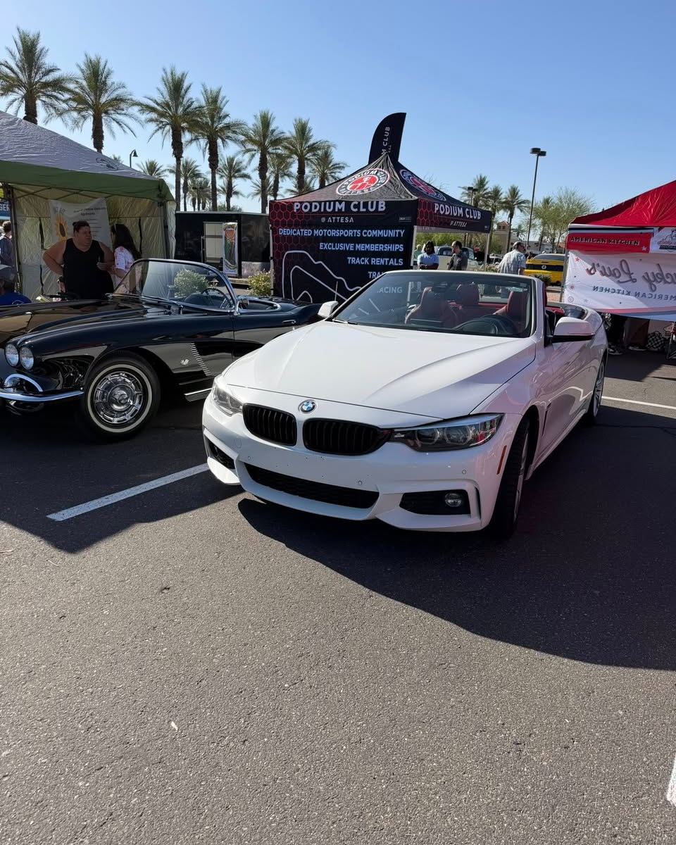 The weather is amazing for a mid April morning and we are surrounded by amazing people and gorgeous cars.