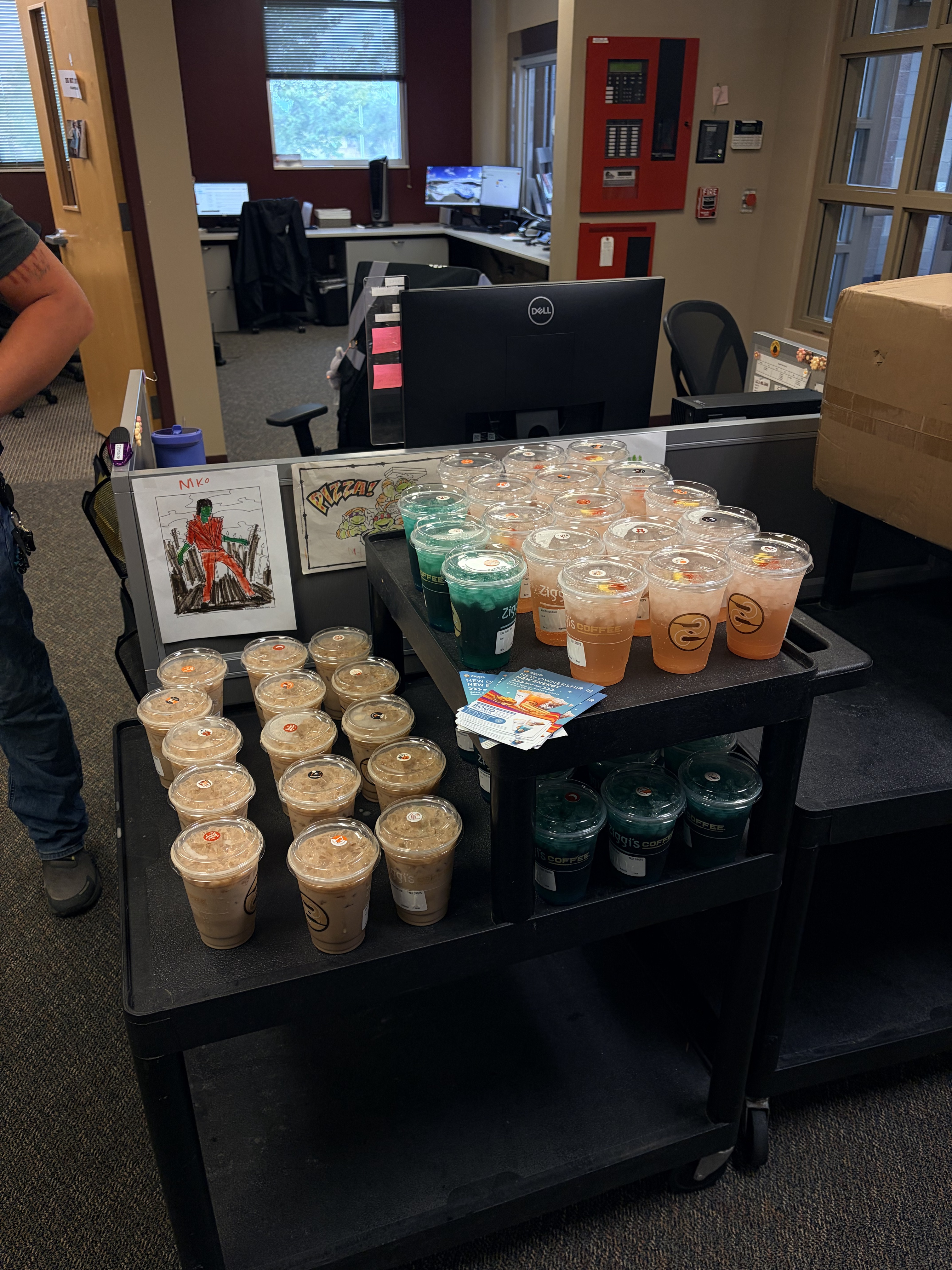 Beach Bum Energy Infusion, Sunset Blvd. Dirty Soda, Caramel Macchiato, Vanilla Bee Chai at a local school delivered by Ziggi's to celebrate their customer appreciation day.