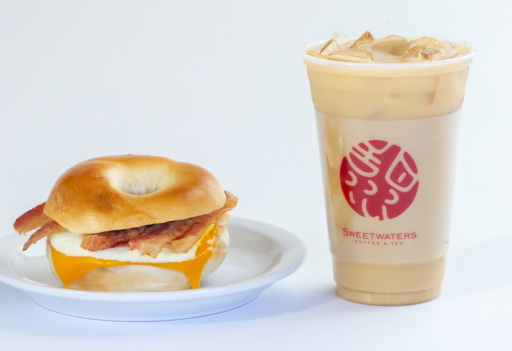 Breakfast Bagel Egg Bacon Cheese Sandwich & Cold Brew Coffee