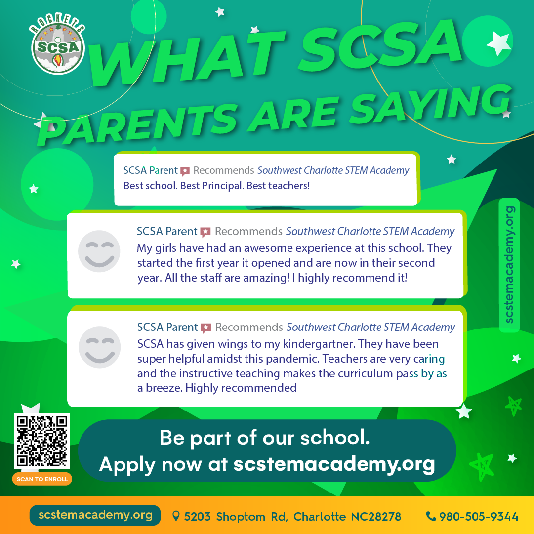 â¨Southwest Charlotte STEM Academy takes pride in being a school where students come back every year.  â¡ You can be a 5-star parent too by leaving us a review at https://g.page/scs_Academy/review?gm  ProudSCSAParent