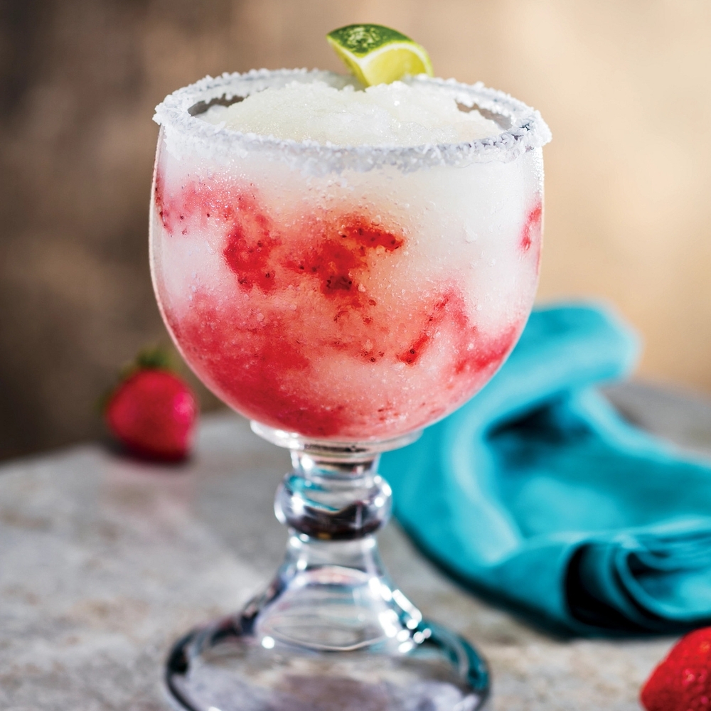 Strawberry Texas Frozen Swirl: Frozen Texas Margarita swirled with strawberries. Cheddar's Scratch Kitchen Lexington (859)272-0891