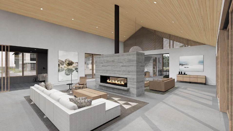 Living room with a fireplace