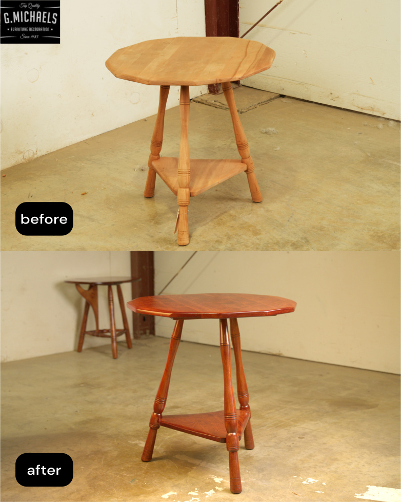 Wood Table Stripped and Refinished - before and after