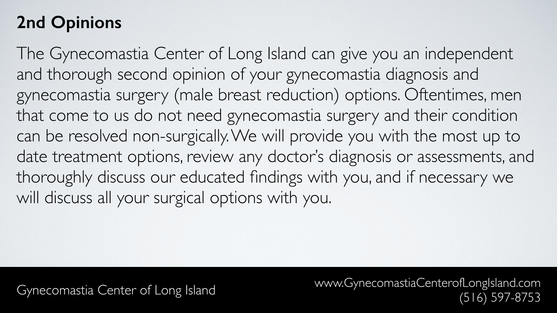 Gynecomastia Center of Long Island (Manhasset NY) - 2nd Opinions
