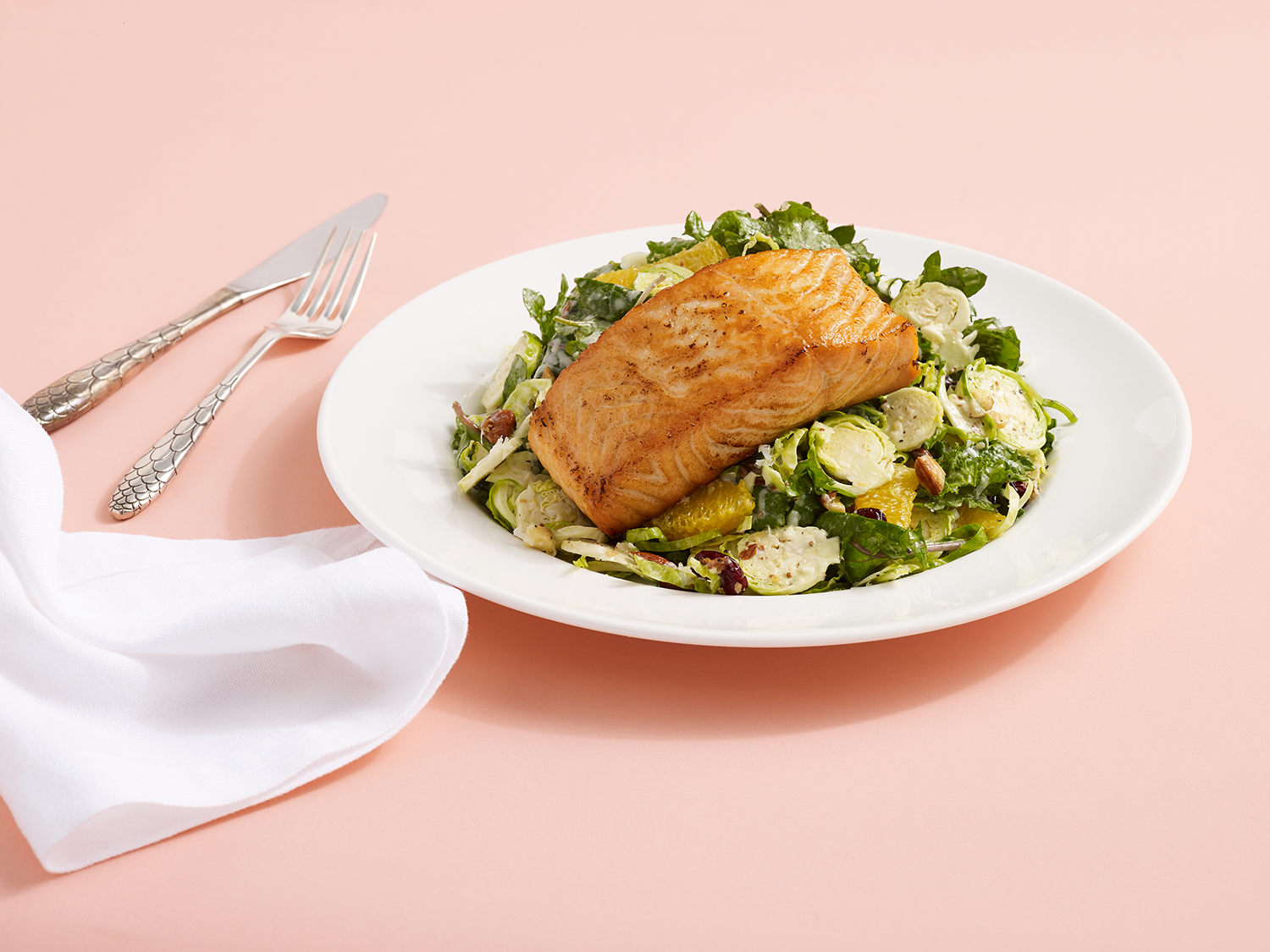 Kale & Brussels Sprout Salad with Salmon Del Frisco's Grille New York (212)786-0760