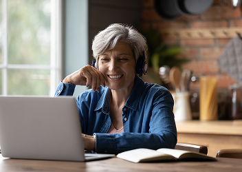 A client examining their financial plan.