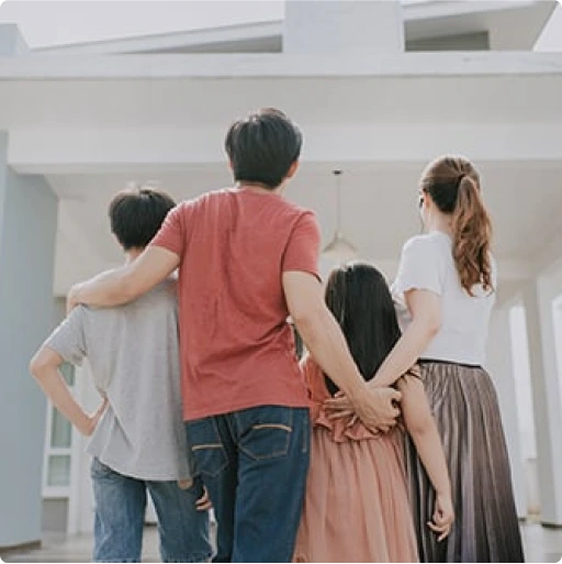 Family looking at home