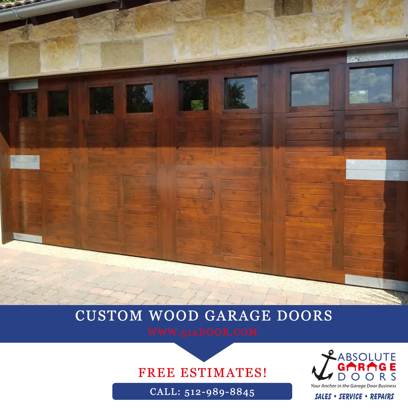 Georgetown TX wood garage doors by Absolute Garage Doors.