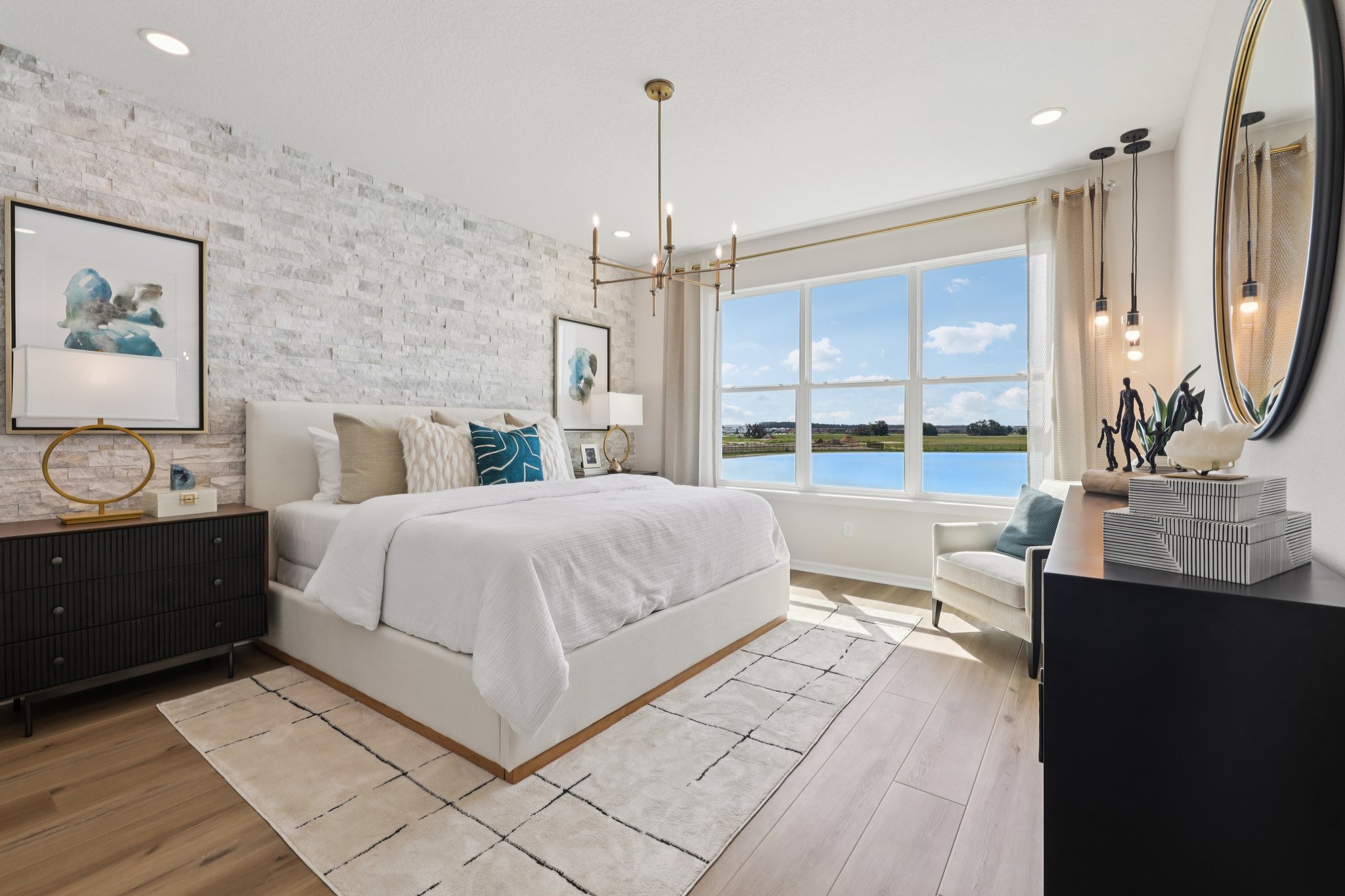 The Primary Bedroom of a DRB Homes Aruba Home Plan at Isla Mirada in San Antonio, FL. 