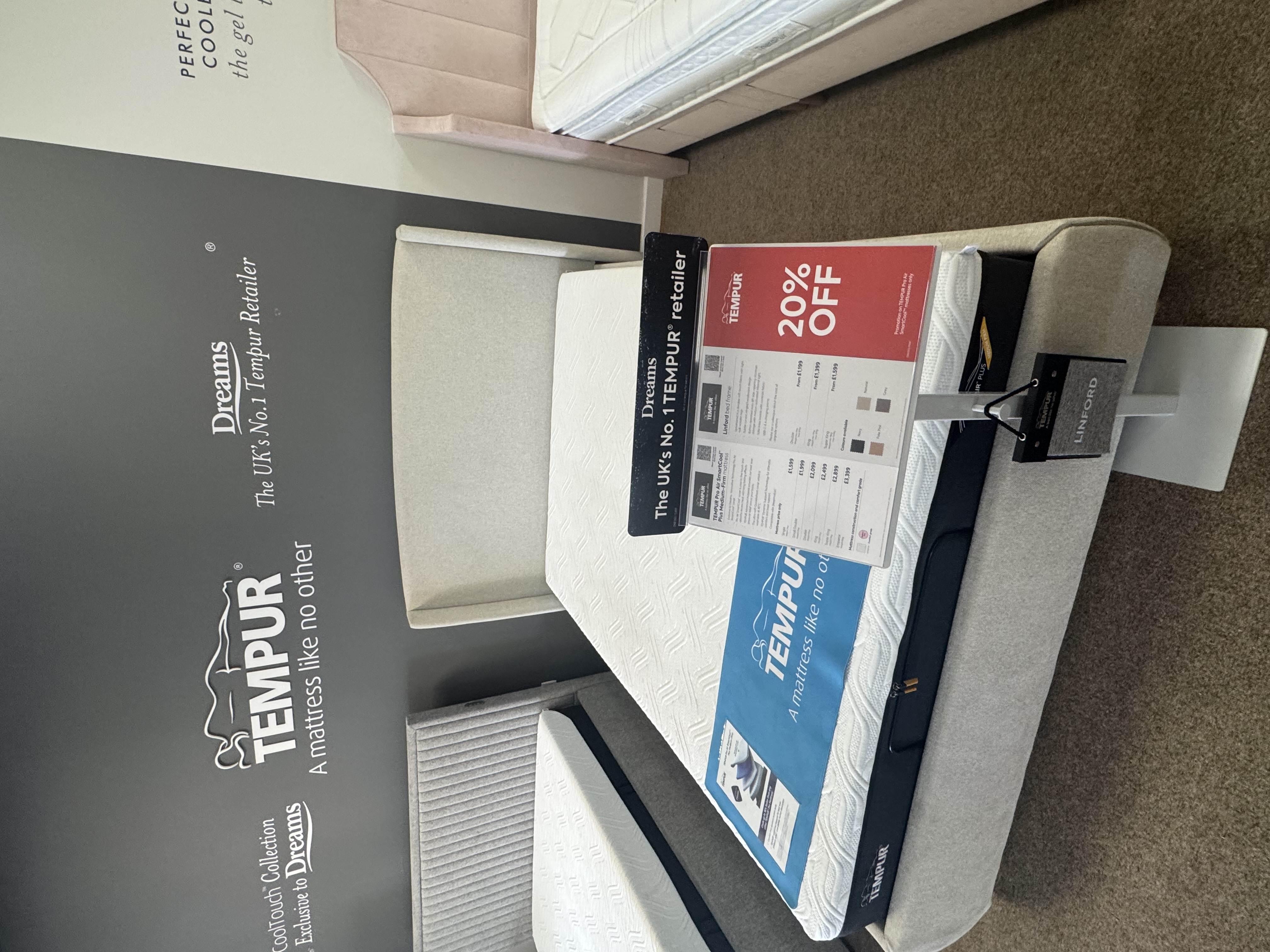 Tempur Mattresses 20% off.