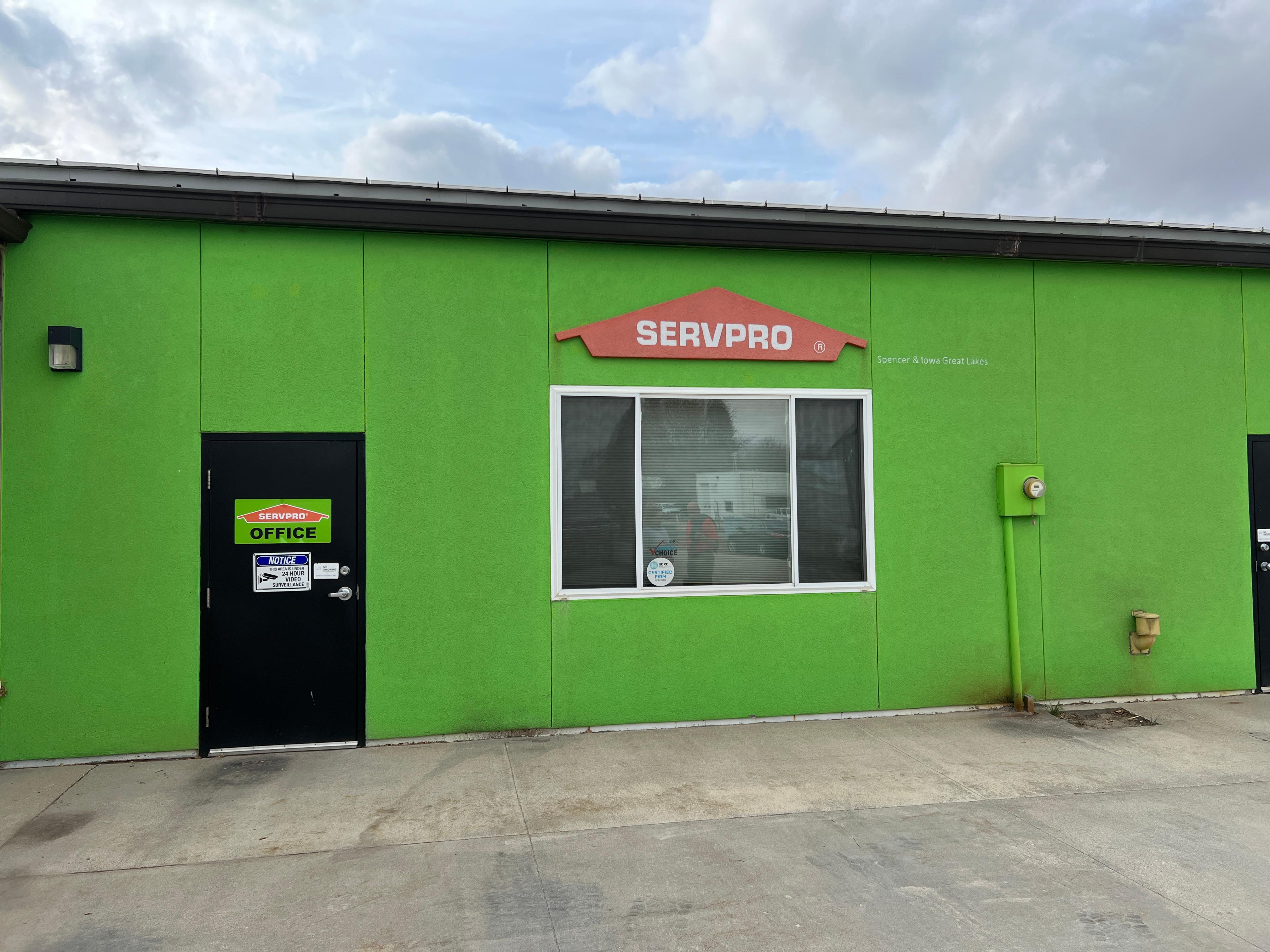 SERVPRO of Spencer & Iowa Great Lakes office entrance.