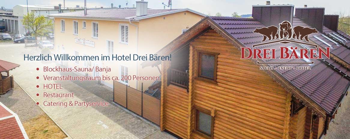 Willkommen in unserem familiären Hotel mit Event-Location/ Veranstaltungsraum für 180 Personen und Privat-Sauna-Bereich im Blockhaus-Stil einer russischen Banja.