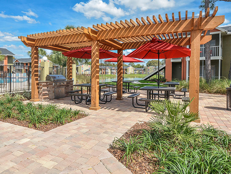 Outdoor Grilling Area With Pergola