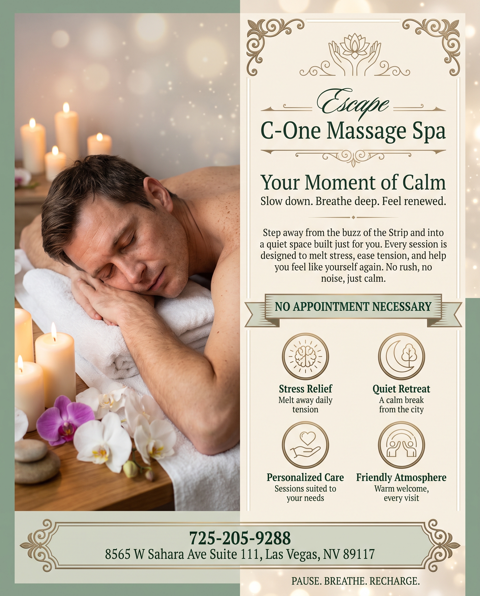Whether it's stress, physical recovery, or a long day at work, C-One Massage SPA
 has helped 
many c 
