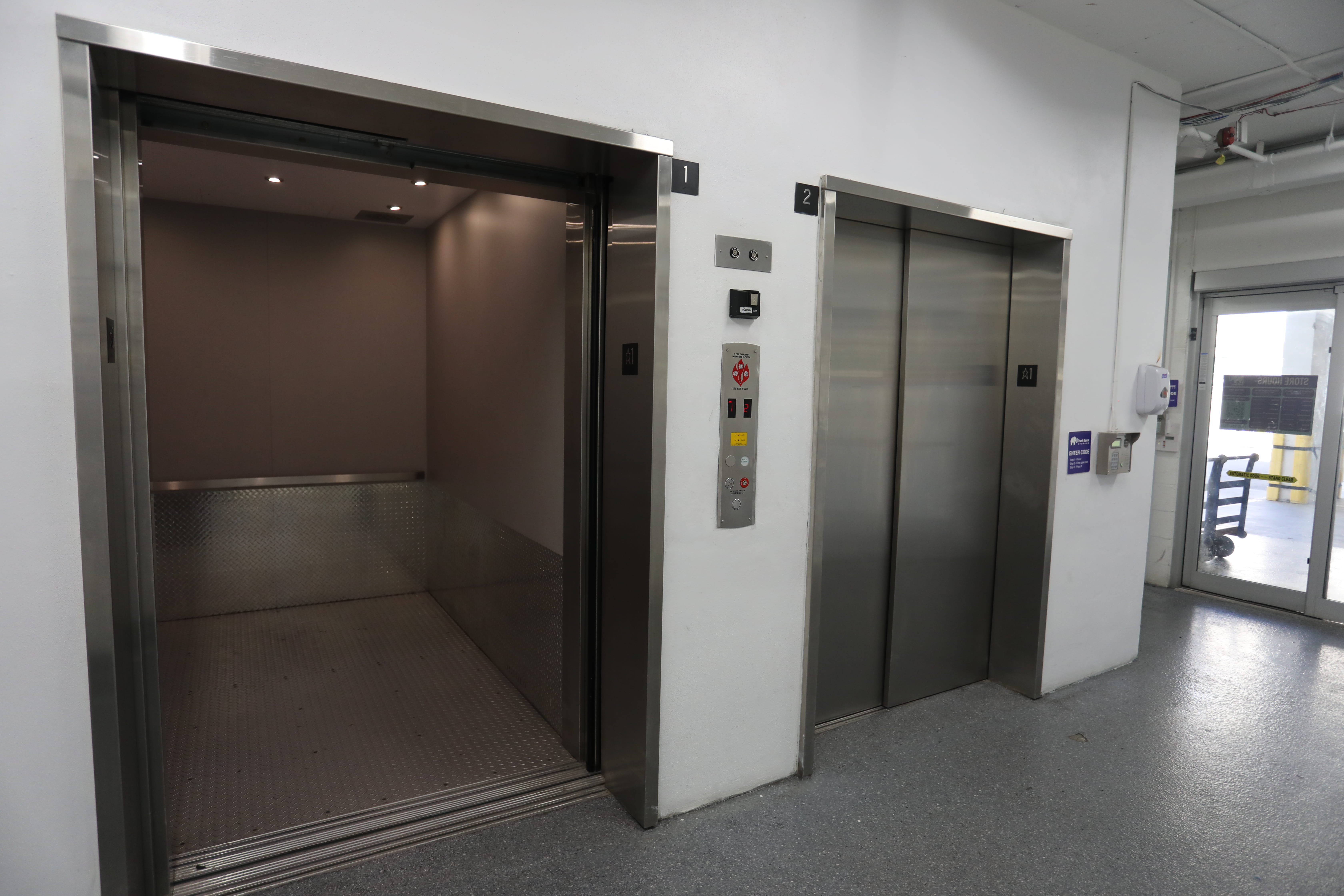 Elevators at Trunk Space Storage in Miami Beach