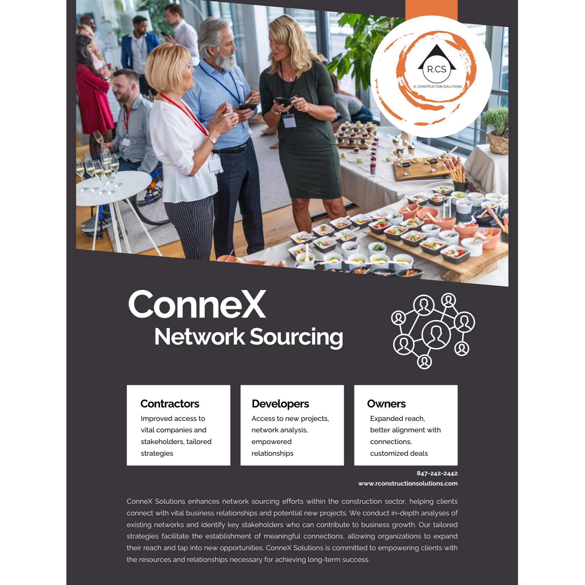 ConneX by R. Construction Solutions enhances network sourcing within the construction sector by connecting clients with vital business relationships and new project opportunities. Helps contractors access key companies and stakeholders with tailored strategies. Helps developers access new projects through empowered relationships. Helps owners expand reach with better alignment and customized deals.