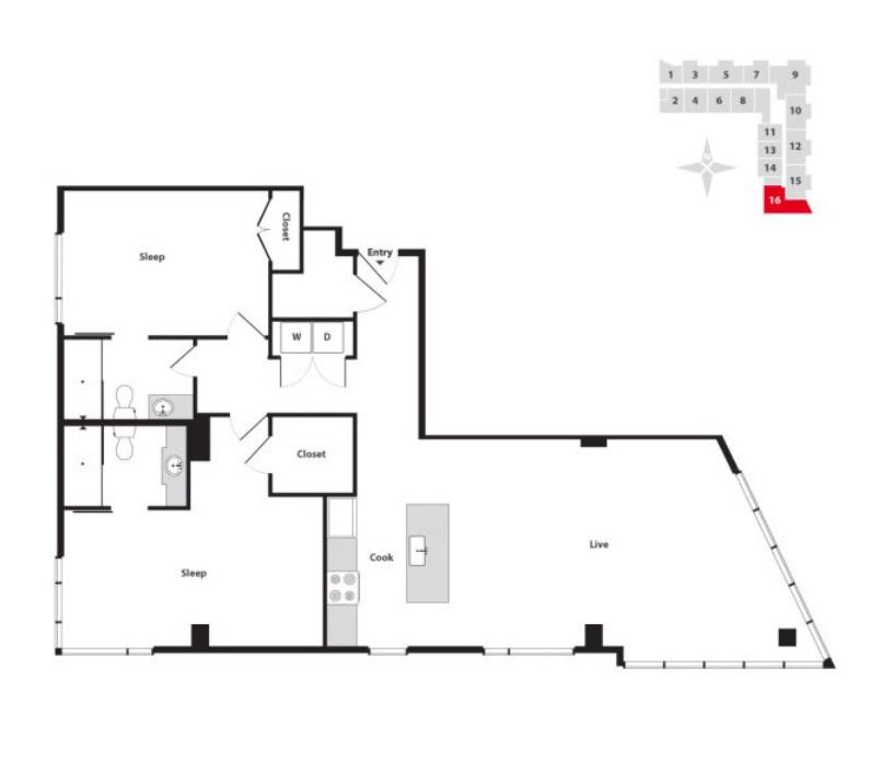 Seven at Broadway 2 Bedroom Apartment Floor Plan