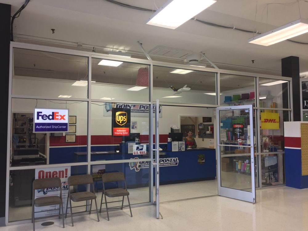 We are located inside the Hadnot Point Plaza on Holcomb Blvd. We ship with all major carriers, including FedEx, UPS, USPS, and DHL. We will help you choose the right service for all your shipping and mailing needs.