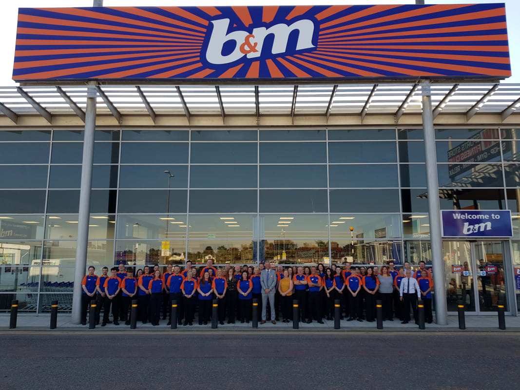B&M Crescent Link, Londonderry's store team pose outside their brand new Bargains Store in the city.