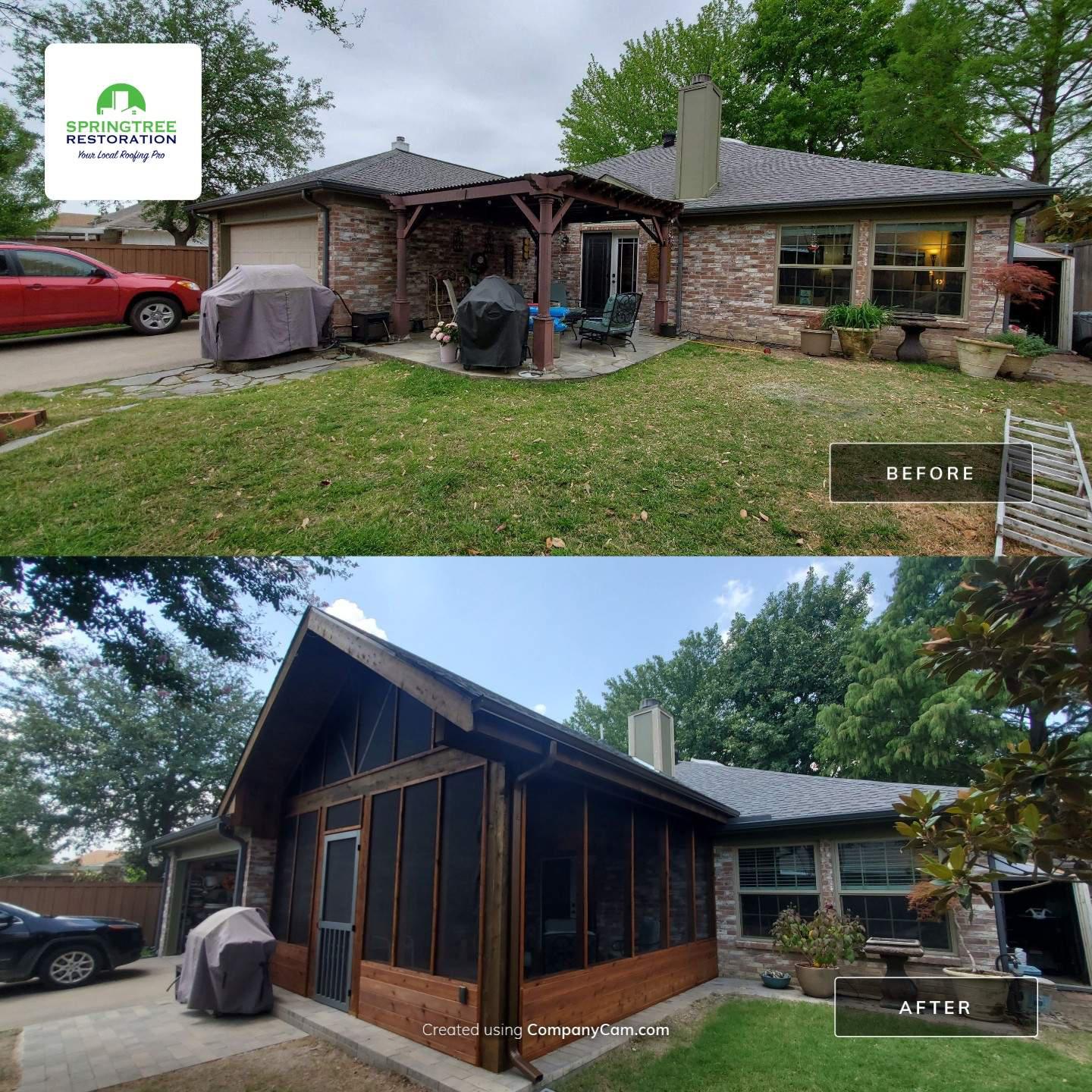 Before and After Project Promotion custom Built Patio Springtree Restoration  - Allen, TX Allen (940)301-0043