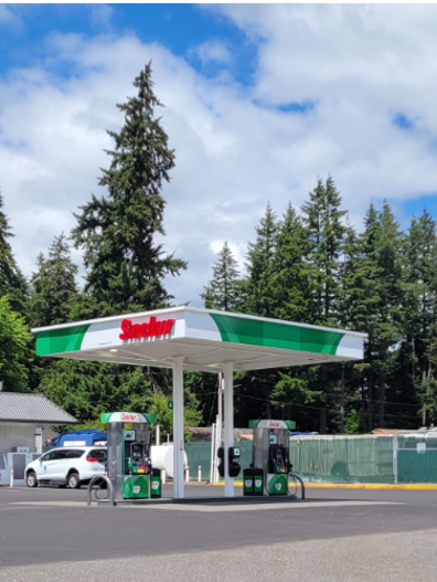 Sinclair gas station fueling island