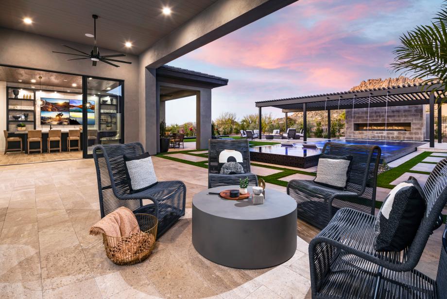 Oversized covered patio provides for seamless indoor-outdoor living