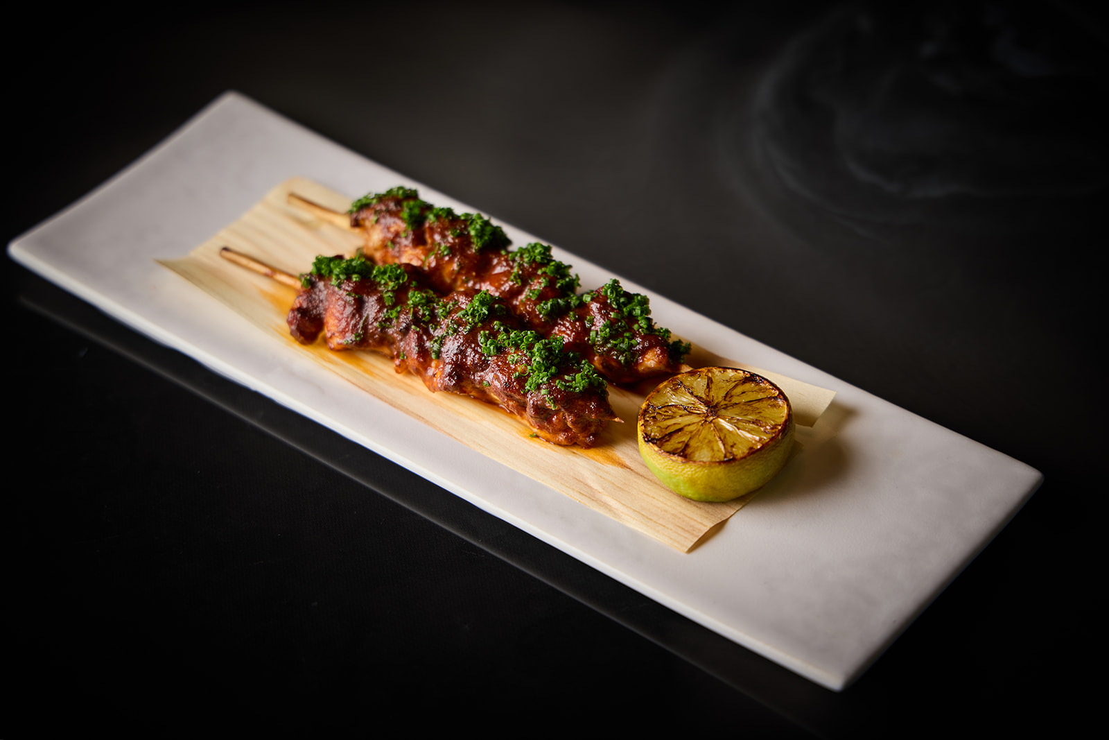 8 at The Londoner, Fiery Chicken with Anticucho of Peruvian Aji Panca & Sake