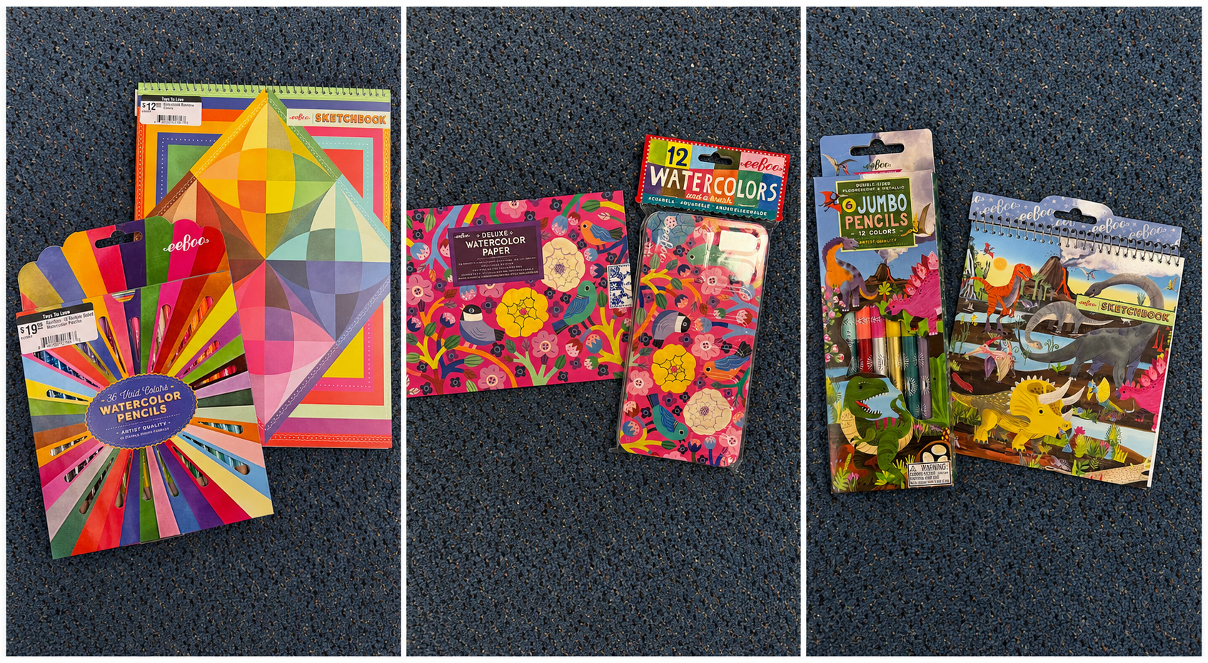 Explore colorful eeBoo art supplies at Toys to Love, featuring vibrant sketchbooks, watercolor pencils, paints, paper and jumbo pencils. Beautiful, quality materials inspire hours of creative fun now!