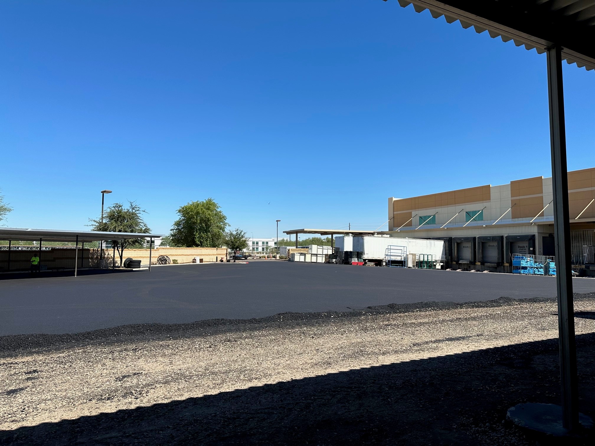 Mid pavement reconstruction project at corporate center/Chandler, Arizona/Contact Pinnacle Paving today to get started on your business paving project.