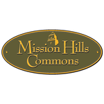 Mission Hills Commons Olive Colored Graphic Typeface Logo with Yellow Text